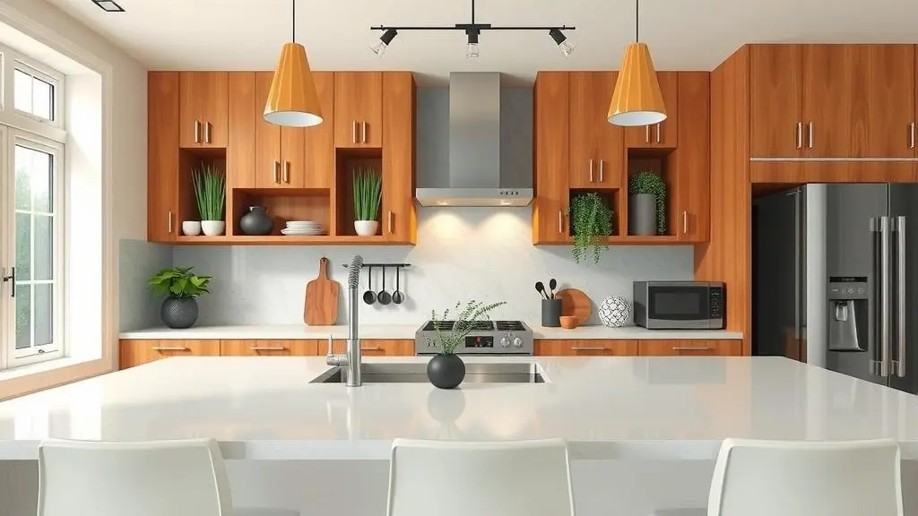 An image illustrating Ergonomía en la cocina: Altura ideal de superficies y almacenamiento