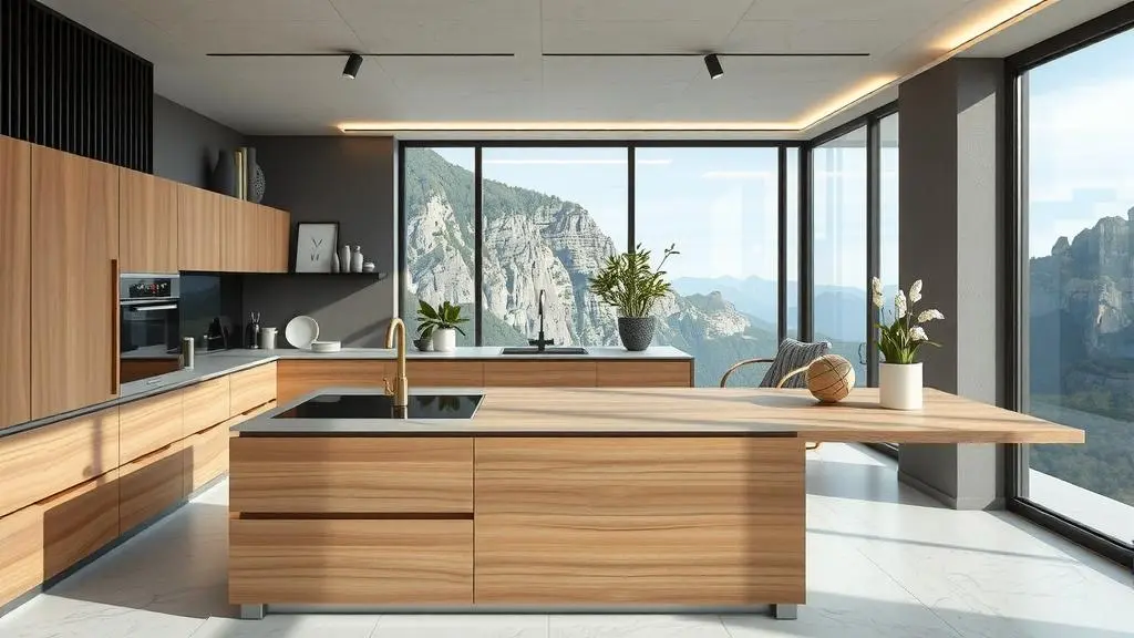 An image illustrating Tendencias 2025 en Materiales Premium para Cocinas Integrales