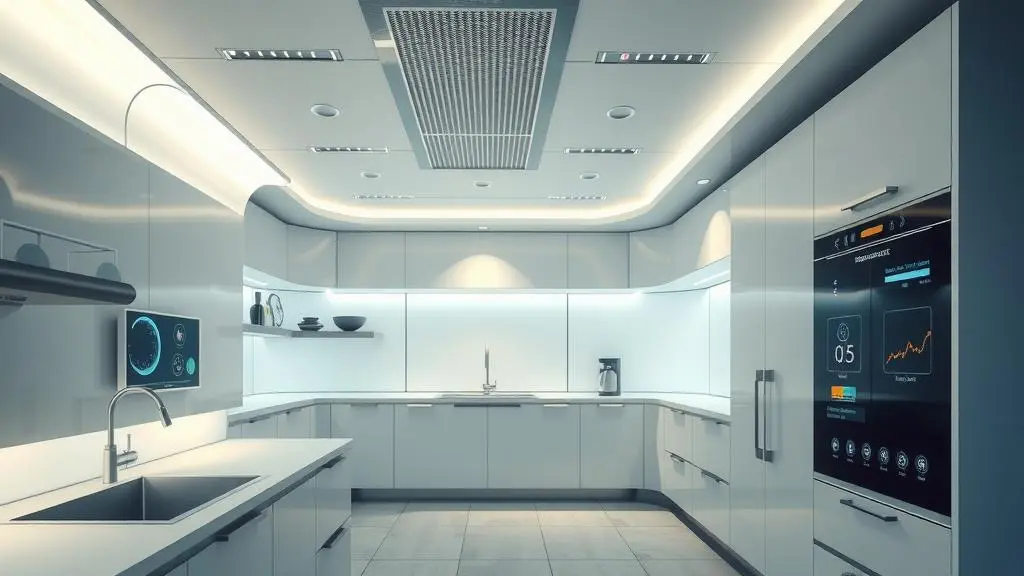 An image illustrating Cocinas integrales modernas con electrodomésticos inteligentes